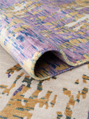 Bamboo Silk Cream & Lilac Hand-Knotted Runner 2'9" x 9'11" ED133 – rolled view
