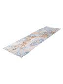 Bamboo Silk Blue & Cream Hand-Knotted Runner 2'7" x 9'8" ED135 – close-up texture