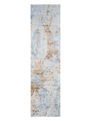Bamboo Silk Blue & Cream Hand-Knotted Runner 2'7" x 9'8" ED135 – top view
