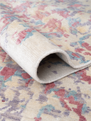 Bamboo Silk Cream & Pink Hand-Knotted Runner 2'8" x 9'10" ED136 – rolled view