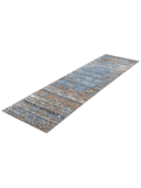 Bamboo Silk Blue & Gray Hand-Knotted Runner 2'7" x 9'11" ED137 – close-up texture