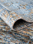Bamboo Silk Blue & Gray Hand-Knotted Runner 2'7" x 9'11" ED137 – rolled view