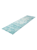 Bamboo Silk Turquoise & White Hand-Knotted Runner 2'9" x 9'11" ED138 – close-up texture