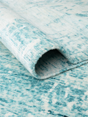 Bamboo Silk Turquoise & White Hand-Knotted Runner 2'9" x 9'11" ED138 – rolled view