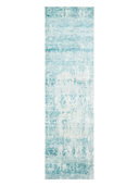 Bamboo Silk Turquoise & White Hand-Knotted Runner 2'9" x 9'11" ED138 – top view