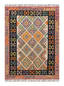 Anatolian Black & Orange Handwoven Kilim 4'3" x 5'8" ED14 – top view