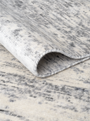 Bamboo Silk Gray & White Hand-Knotted Rug 2'7" x 5'1" ED141 – rolled view