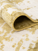 Bamboo Silk Mustard & Cream Hand-Knotted Rug 2'8" x 4'11" ED142 – rolled view