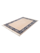 Almira Beige & Navy Hand-Knotted Rug 5'7" x 7'7" ED148 – close-up texture