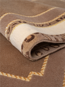 Classic Bordered Brown & Beige Hand-Knotted Rug 2'8" x 6'7" ED151 – rolled view