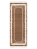 Classic Bordered Brown & Beige Hand-Knotted Rug 2'8" x 6'7" ED151 – top view