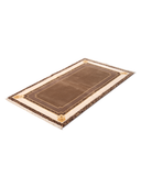 Classic Bordered Brown & Cream Hand-Knotted Rug 2'11" x 4'11" ED152 – close-up texture