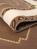 Classic Bordered Brown & Cream Hand-Knotted Rug 2'11" x 4'11" ED152 – rolled view