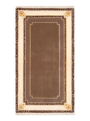 Classic Bordered Brown & Cream Hand-Knotted Rug 2'11" x 4'11" ED152 – top view