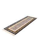 Classic Bordered Cream & Black Hand-Knotted Runner 2'9" x 8'2" ED153 – close-up texture