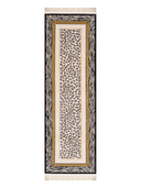 Classic Bordered Cream & Black Hand-Knotted Runner 2'9" x 8'2" ED153 – top view