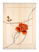 Nepal Design Beige & Orange Hand-Knotted Rug 4'11" x 6'7" ED154 – top view