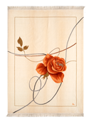 Nepal Design Beige & Orange Hand-Knotted Rug 5'9" x 7'11" ED155 – top view