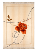 Nepal Design Beige & Orange Hand-Knotted Rug 5'8" x 8' ED156 – top view