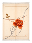 Nepal Design Beige & Orange Hand-Knotted Rug 4'11" x 6'8" ED157 – top view