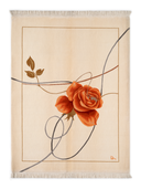 Nepal Design Beige & Orange Hand-Knotted Rug 5' x 6'7" ED158 – top view