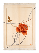 Nepal Design Beige & Orange Hand-Knotted Rug 5'1" x 6'7" ED159 – top view
