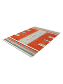 Modern Terracotta & Gray Handwoven Kilim 5'7" x 7'9" ED16 – close-up texture