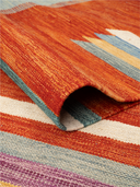 Modern Terracotta & Gray Handwoven Kilim 5'7" x 7'9" ED16 – rolled view