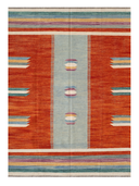 Modern Terracotta & Gray Handwoven Kilim 5'7" x 7'9" ED16 – top view