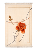 Nepal Design Beige & Orange Hand-Knotted Rug 4' x 5'11" ED160 – top view