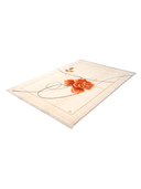 Nepal Design Beige & Orange Hand-Knotted Rug 5'9" x 7'11" ED163 – close-up texture