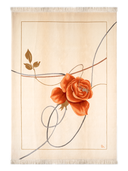 Nepal Design Beige & Orange Hand-Knotted Rug 5'9" x 7'11" ED163 – top view