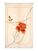 Nepal Design Beige & Orange Hand-Knotted Rug 4' x 5'11" ED166 – top view