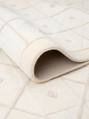 Kashmir Cream & White Hand-Knotted Rug 5'8" x 7'10" ED167 – rolled view