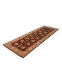 Ocean Ushak Brown & Taupe Hand-Knotted Runner 4'2" x 11'7" ED172 – close-up texture