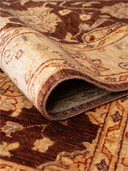 Ocean Ushak Brown & Taupe Hand-Knotted Runner 4'2" x 11'7" ED172 – rolled view