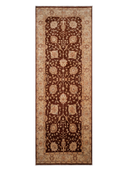 Ocean Ushak Brown & Taupe Hand-Knotted Runner 4'2" x 11'7" ED172 – top view