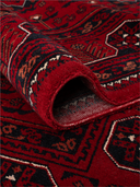 Yunser Red & Black Wool Machine-Made Rug 3'10" x 9'7" ED175 – rolled view