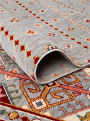 Yunser Gray & Beige Wool Machine-Made Runner 3'3" x 12'10" ED176 – rolled view