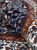 Bunyan Navy & Cream Hand-Knotted Rug 5'10" x 5'10" ED178 – rolled view