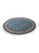 Bunyan Turquoise & Cream Hand-Knotted Rug 6'5" x 6'5" ED179 – close-up texture
