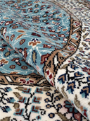 Bunyan Turquoise & Cream Hand-Knotted Rug 6'5" x 6'5" ED179 – rolled view