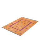 Relief Orange & Purple Handwoven Kilim 3'4" x 4'9" ED18 – close-up texture