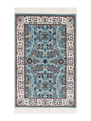 Bunyan Turquoise & Cream Hand-Knotted Rug 2' x 2'11" ED183 – top view