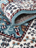 Bunyan Turquoise & Cream Hand-Knotted Rug 2' x 2'11" ED184 – rolled view