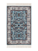 Bunyan Turquoise & Cream Hand-Knotted Rug 2' x 2'11" ED184 – top view