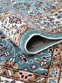 Bunyan Turquoise & Cream Hand-Knotted Rug 4' x 5'7" ED188 – rolled view