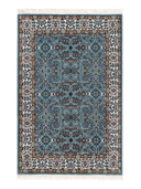 Bunyan Turquoise & Cream Hand-Knotted Rug 4' x 5'7" ED188 – top view