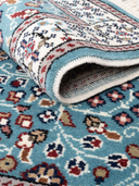 Bunyan Turquoise & Cream Hand-Knotted Rug 2'7" x 3'11" ED189 – rolled view