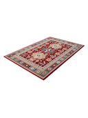 Yunser Red & Navy Wool Machine-Made Rug 5'5" x 7'9" ED192 – close-up texture